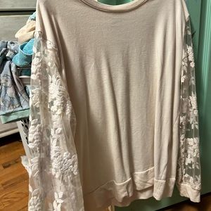 white long sleeve with flower detail